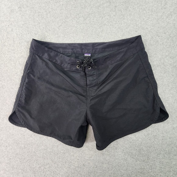 Patagonia Shorts Womens 14 Black‎ Drawstring Back Pocket Zip Hike Climb Outdoors - Picture 1 of 16